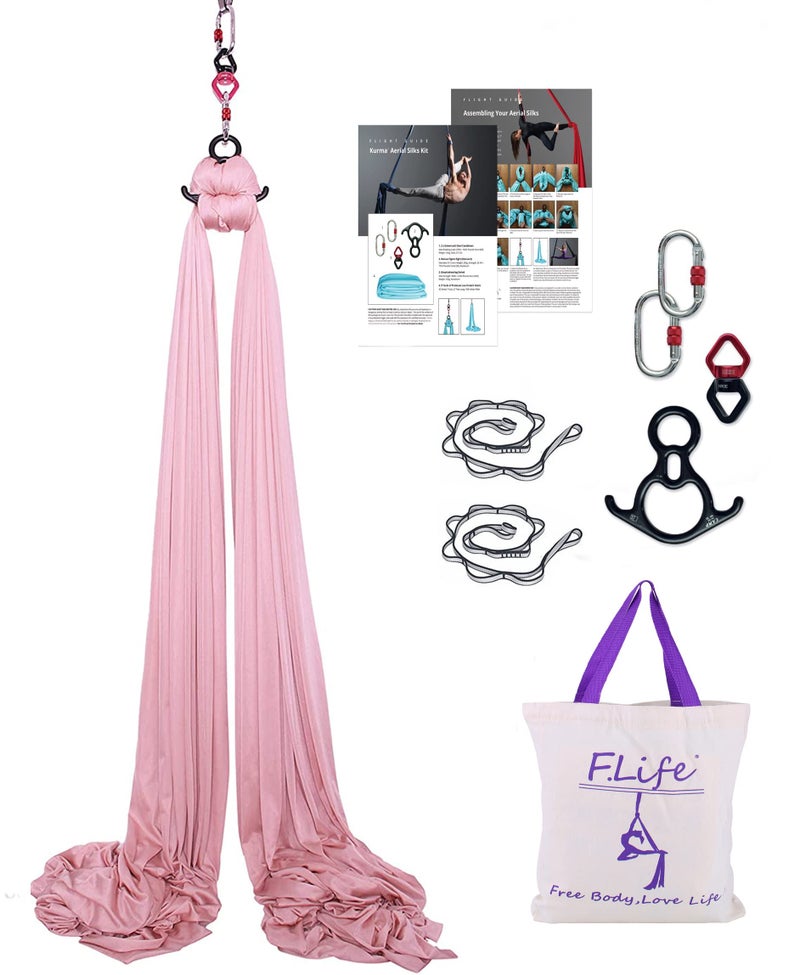 Flife F.Life Aerial Silk Yoga Hammock Strater Kit -10 Yards For Flying Yoga (Blush nude) - Image 1